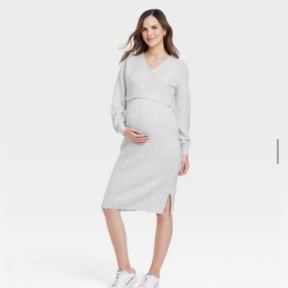 Long Sleeve Sweater Maternity Dress